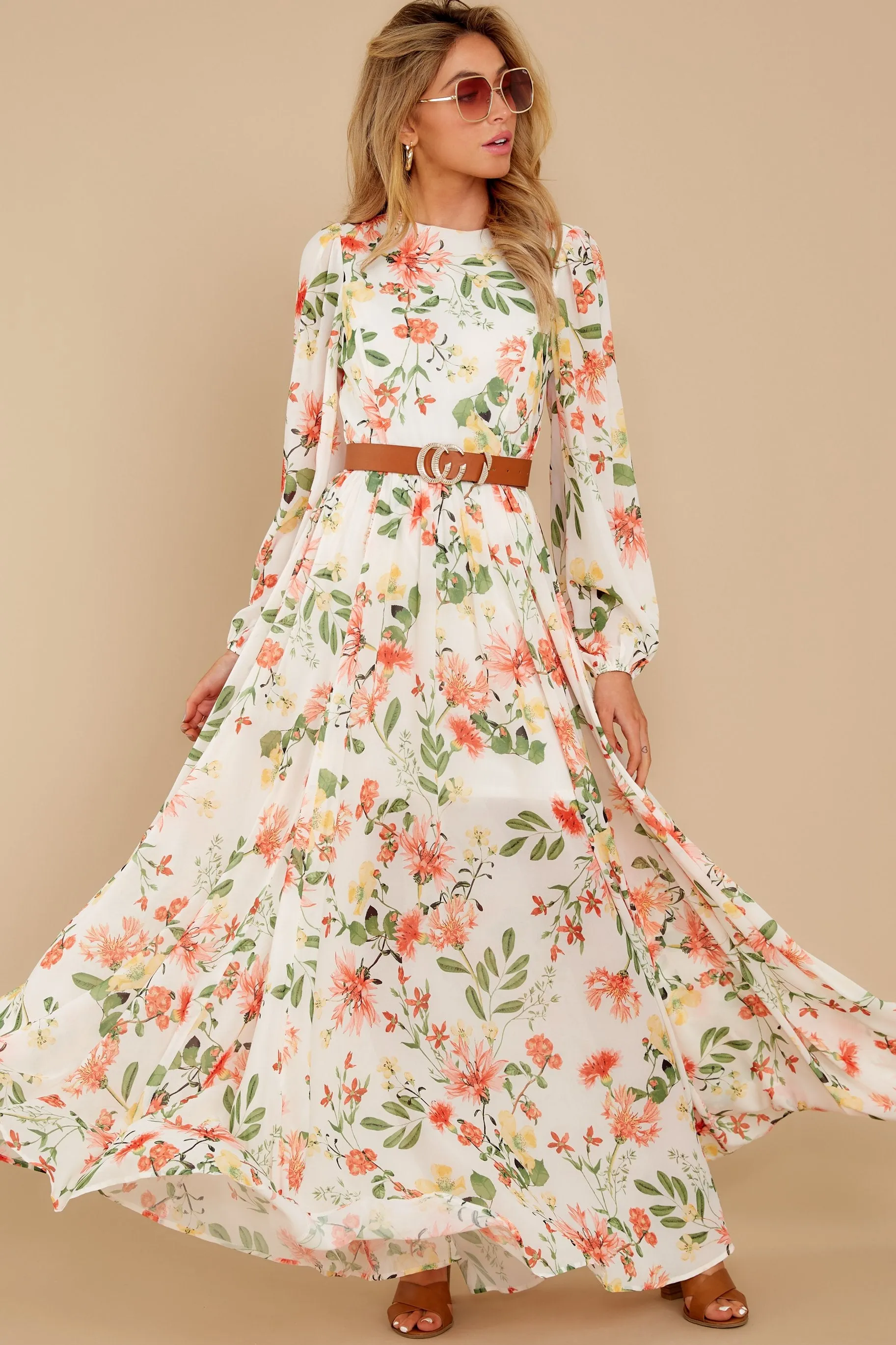 Flowers That Be Ivory Print Maxi Dress