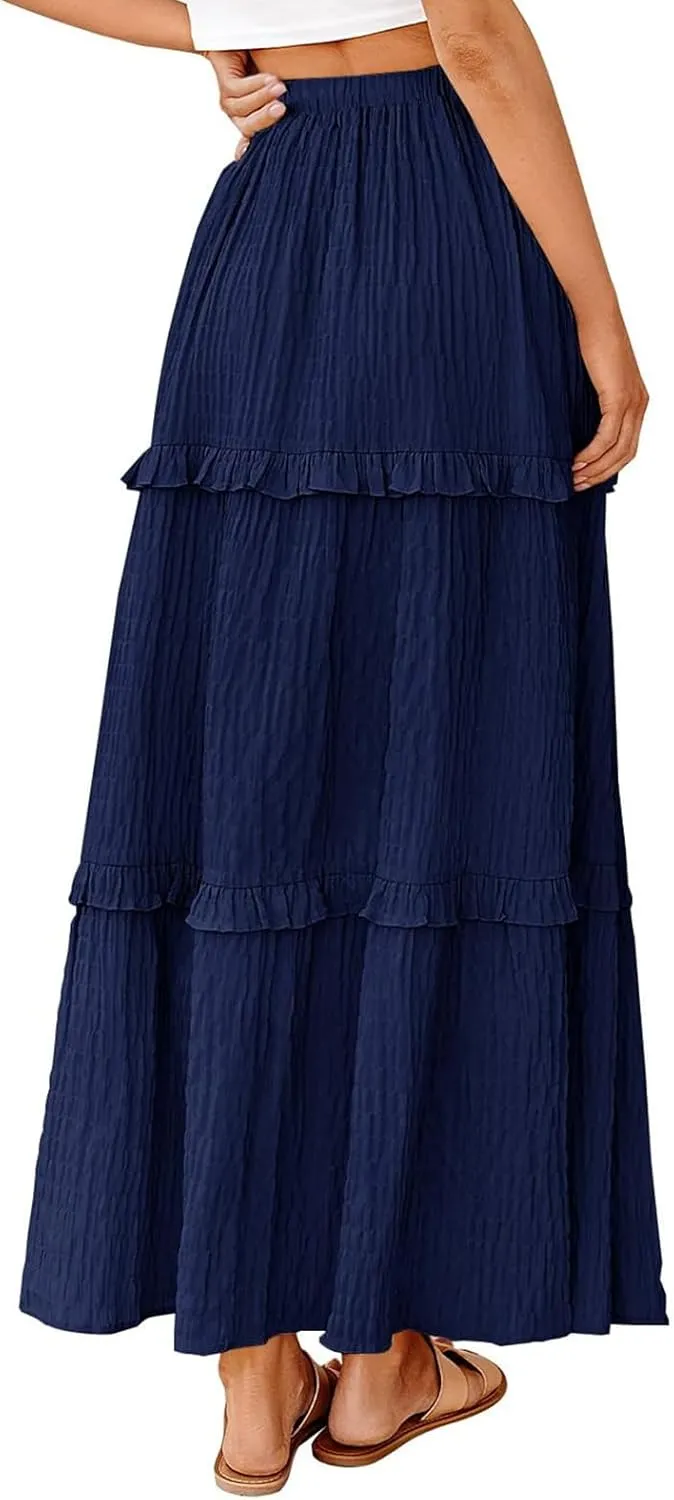 Flowy Long Skirt for Women Summer Elegant High-Waisted Dress A-Line Skirt Cocktail Wedding Guest Flared Beach Dresses