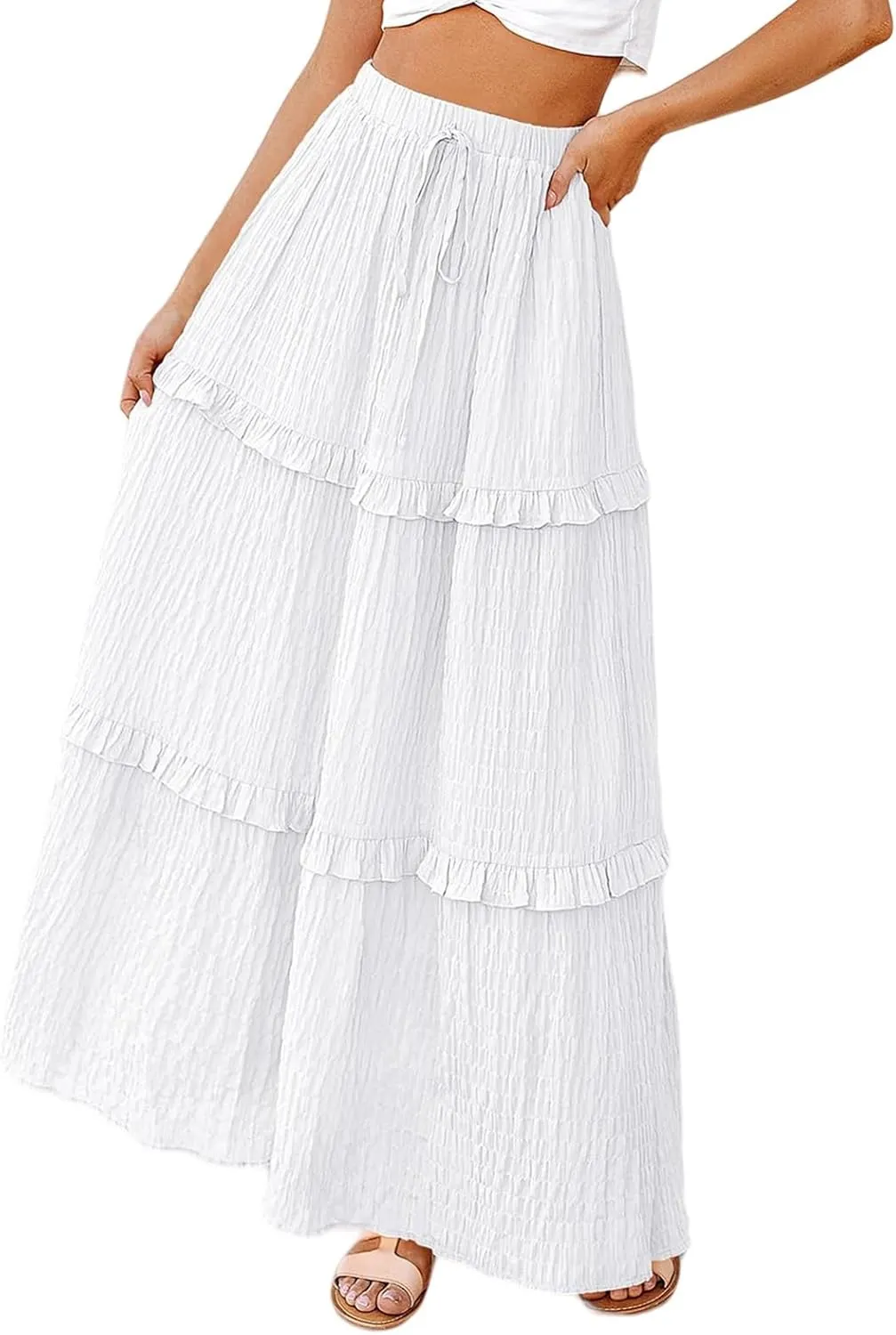 Flowy Long Skirt for Women Summer Elegant High-Waisted Dress A-Line Skirt Cocktail Wedding Guest Flared Beach Dresses