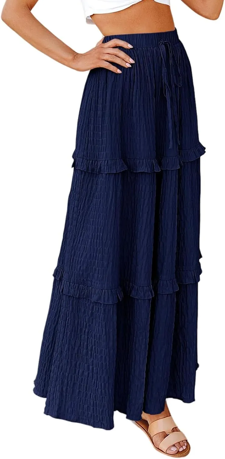 Flowy Long Skirt for Women Summer Elegant High-Waisted Dress A-Line Skirt Cocktail Wedding Guest Flared Beach Dresses
