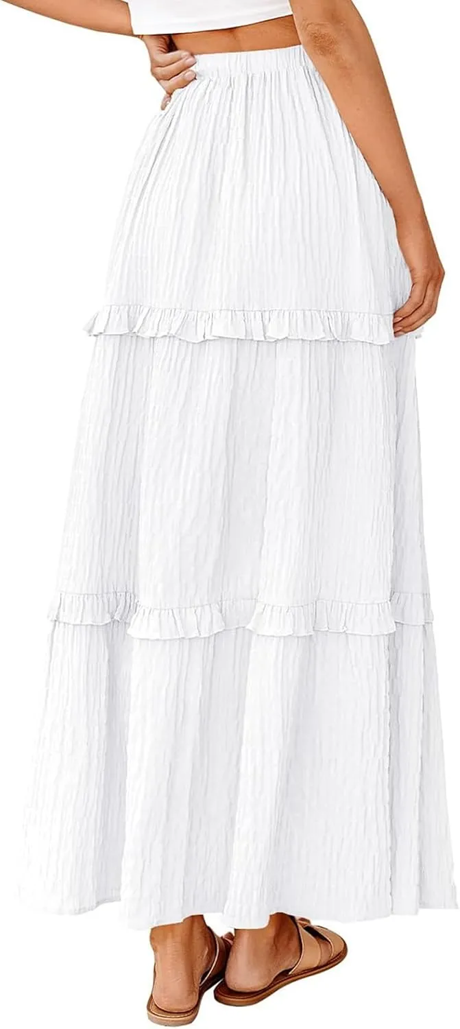 Flowy Long Skirt for Women Summer Elegant High-Waisted Dress A-Line Skirt Cocktail Wedding Guest Flared Beach Dresses
