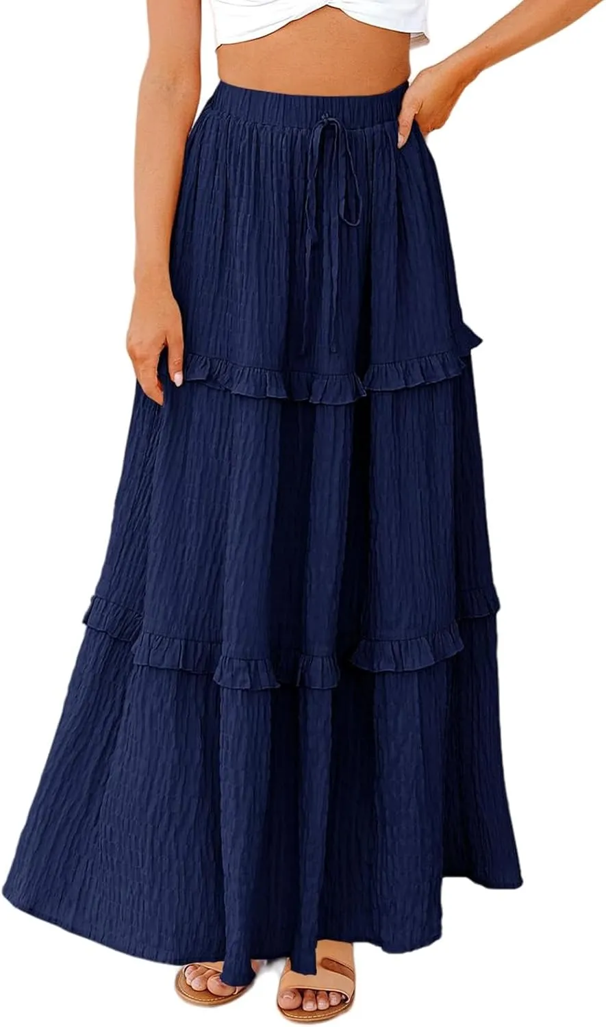 Flowy Long Skirt for Women Summer Elegant High-Waisted Dress A-Line Skirt Cocktail Wedding Guest Flared Beach Dresses