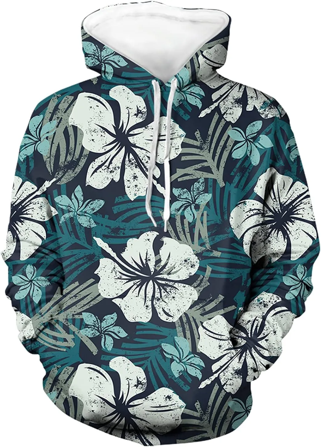 Forchrinse Green Palm Tree Sea Beach Mens Hoodies Pullover Long Sleeve Fleece Hoodie Cozy Sport Casual Outwear