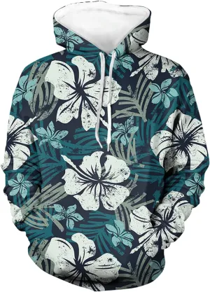Forchrinse Green Palm Tree Sea Beach Mens Hoodies Pullover Long Sleeve Fleece Hoodie Cozy Sport Casual Outwear