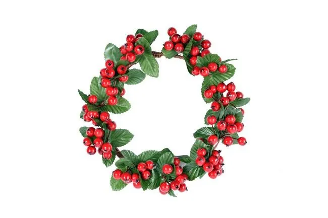 Gala Berry with Leaves Wreath Red 15cm