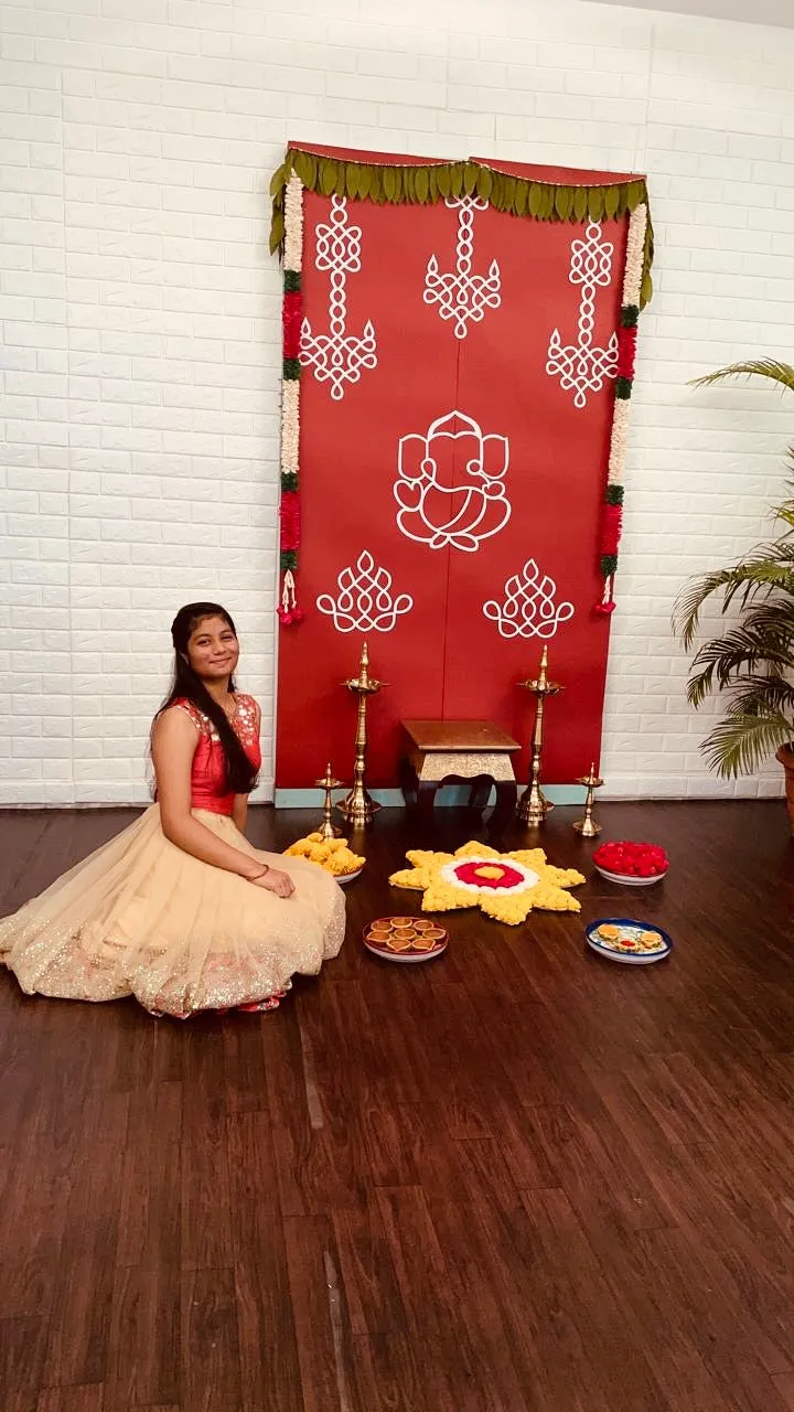 Ganesh and Hanging Deepam Cutout
