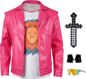 Garrett Garrison Costume Pink Fringe Leather Jacket and Accessory Garrett the Garbage Man Costume Halloween Set