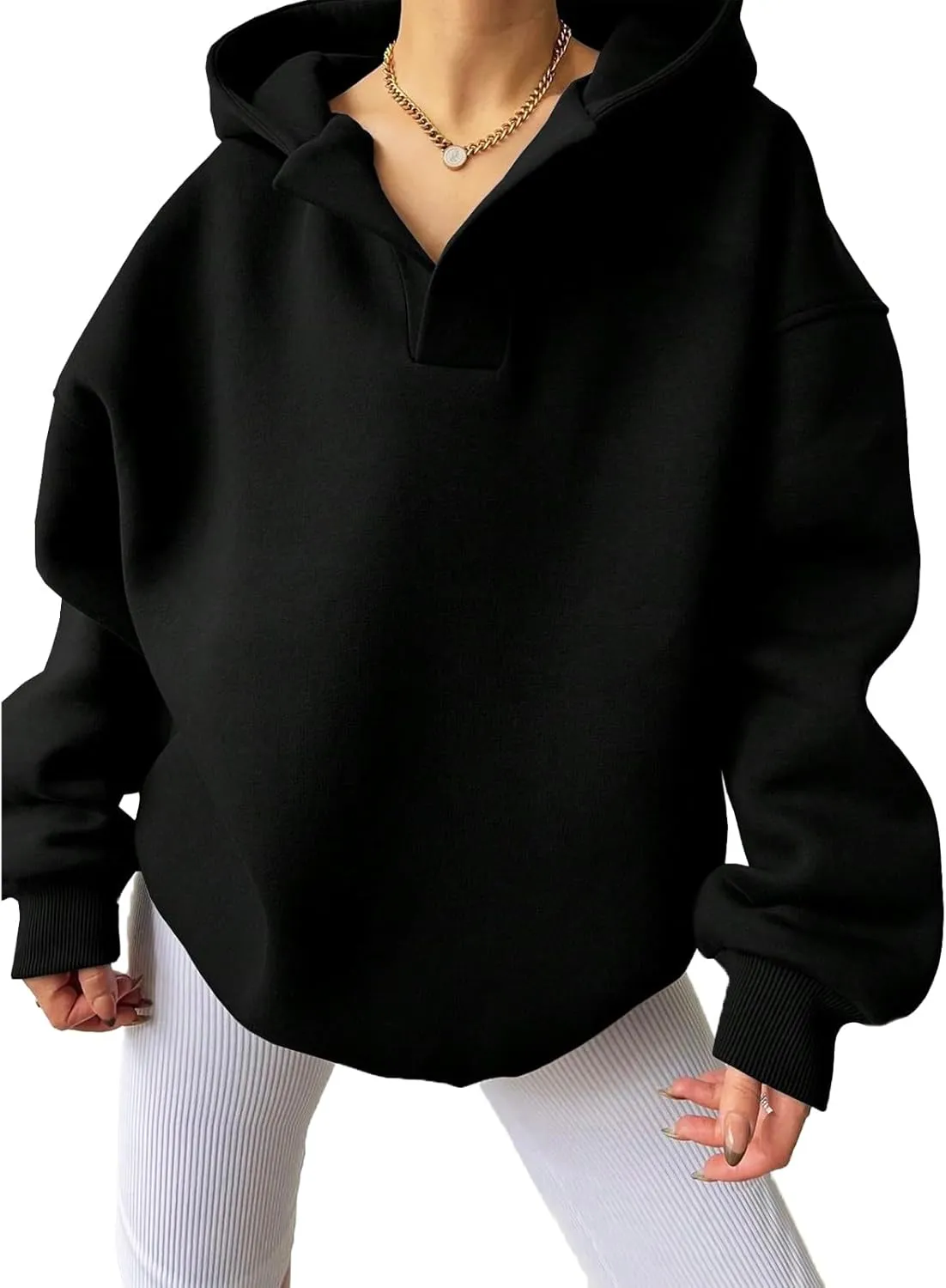 Gladtbser Women's Loose Casual Hoodies Sport Pullover Oversized Cozy Hooded Sweatshirt Fall Winter Outfits Long Sleeve Tops
