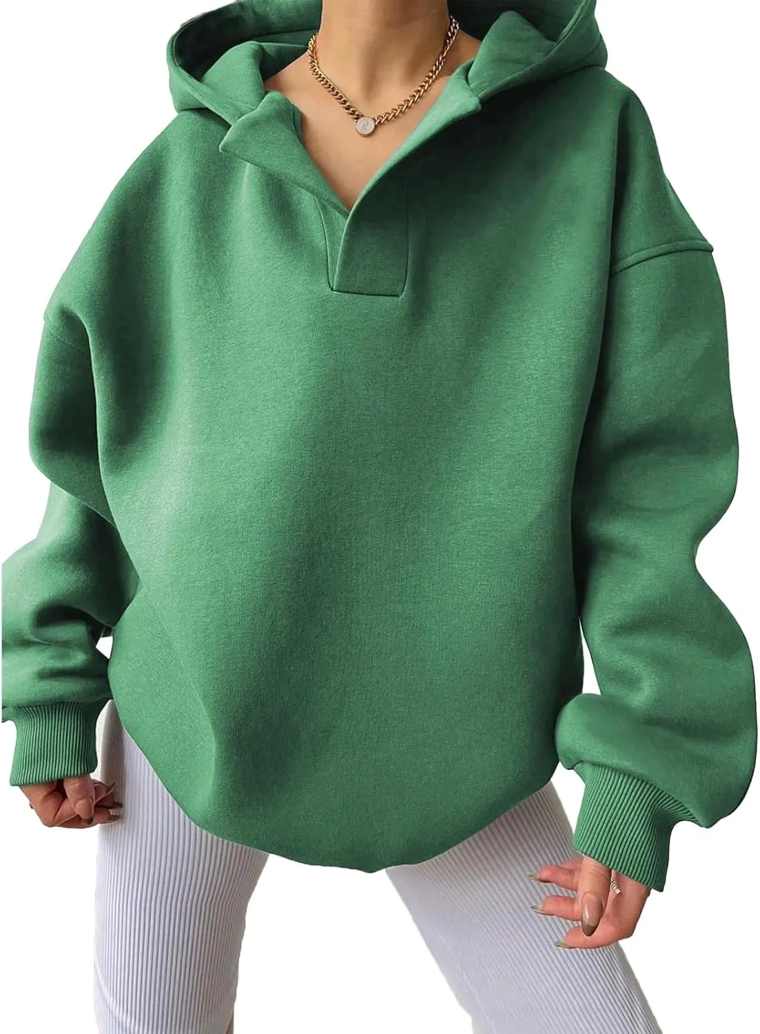 Gladtbser Women's Loose Casual Hoodies Sport Pullover Oversized Cozy Hooded Sweatshirt Fall Winter Outfits Long Sleeve Tops