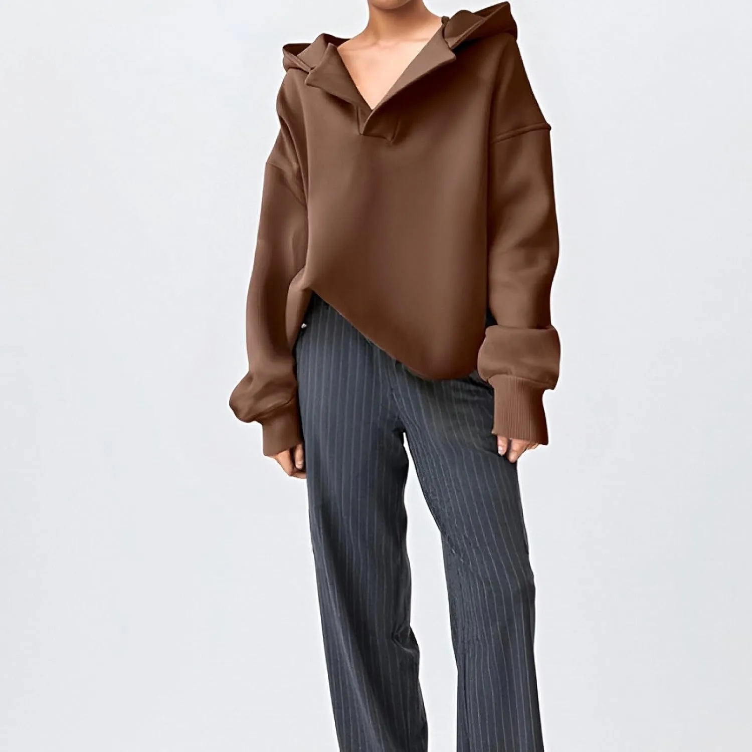 Gladtbser Women's Loose Casual Hoodies Sport Pullover Oversized Cozy Hooded Sweatshirt Fall Winter Outfits Long Sleeve Tops