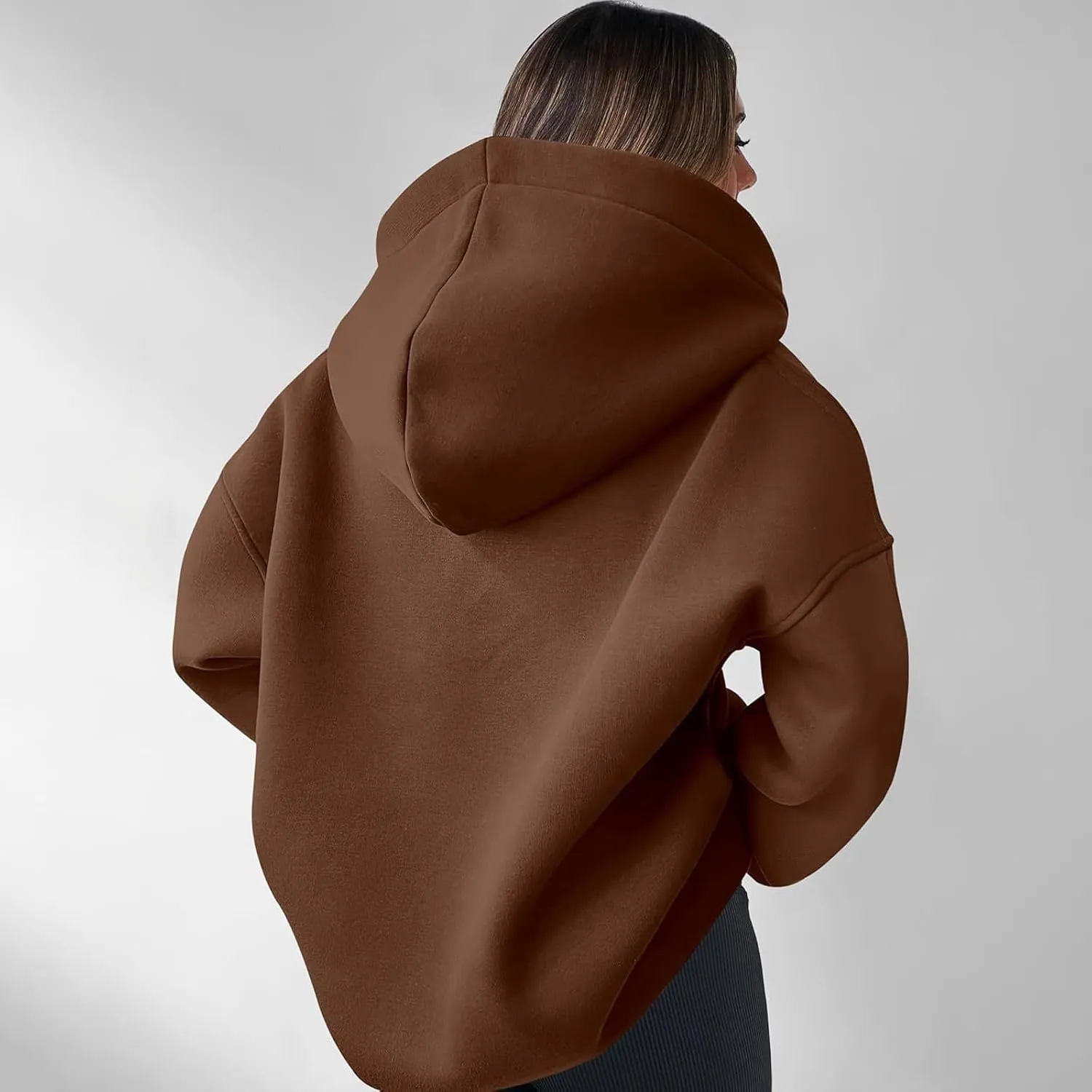 Gladtbser Women's Loose Casual Hoodies Sport Pullover Oversized Cozy Hooded Sweatshirt Fall Winter Outfits Long Sleeve Tops