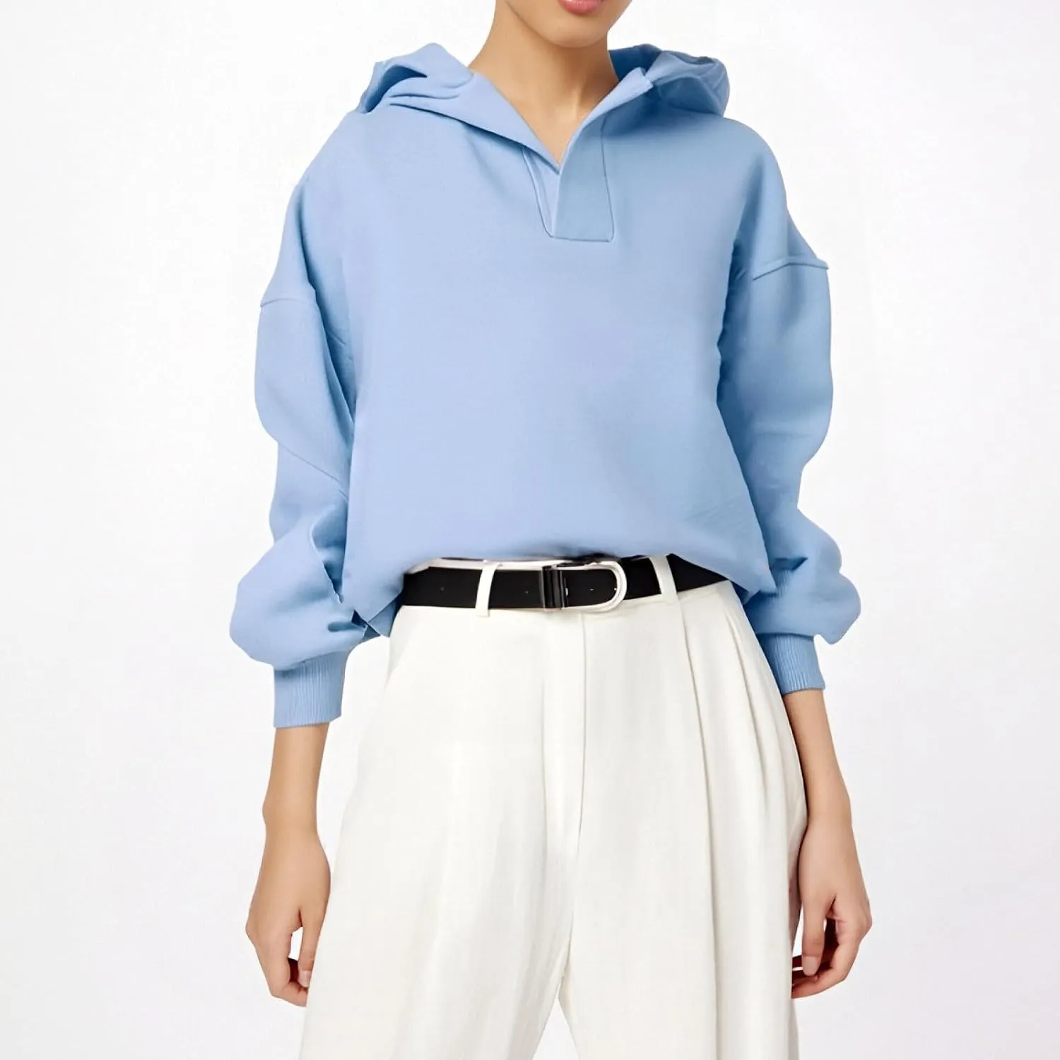 Gladtbser Women's Loose Casual Hoodies Sport Pullover Oversized Cozy Hooded Sweatshirt Fall Winter Outfits Long Sleeve Tops