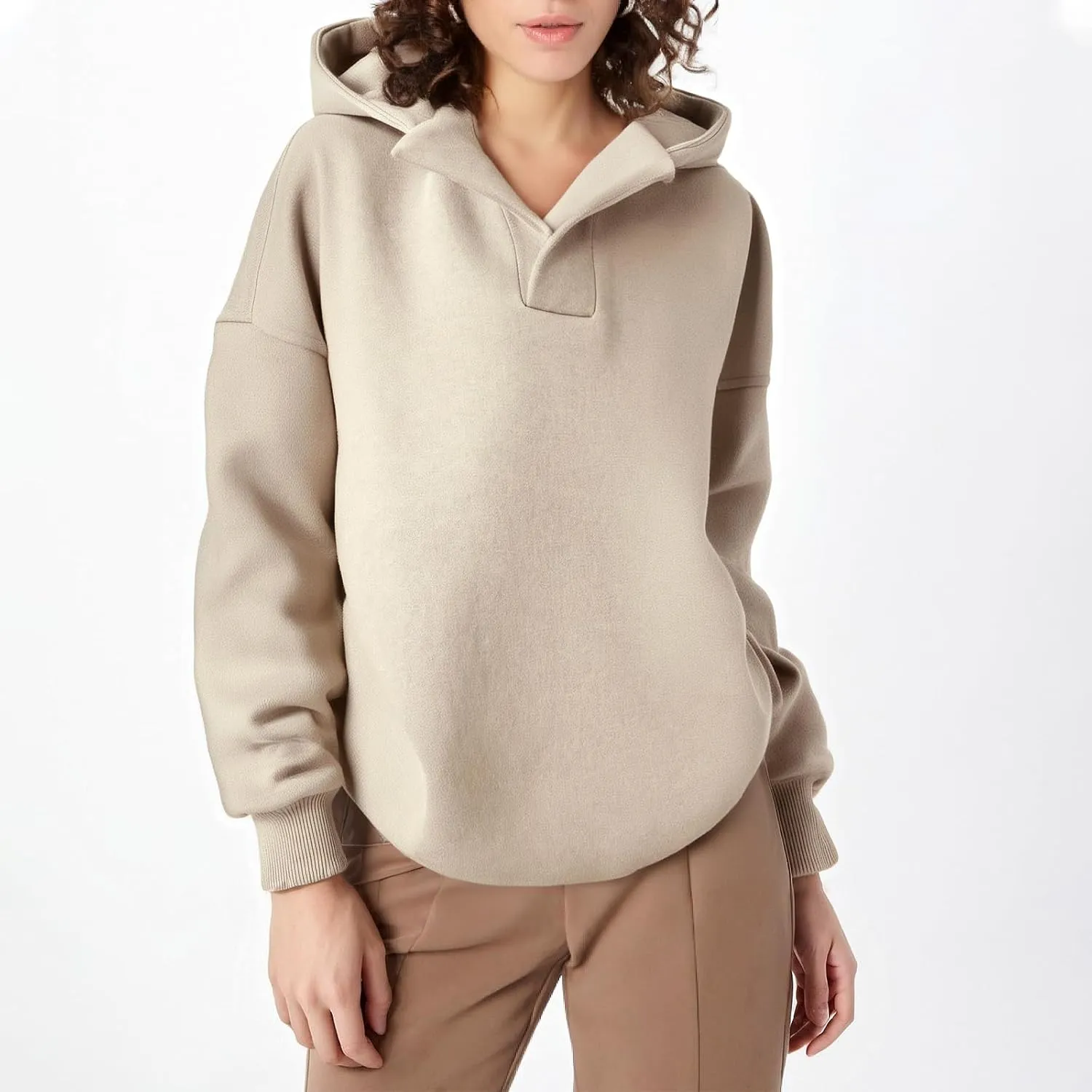 Gladtbser Women's Loose Casual Hoodies Sport Pullover Oversized Cozy Hooded Sweatshirt Fall Winter Outfits Long Sleeve Tops
