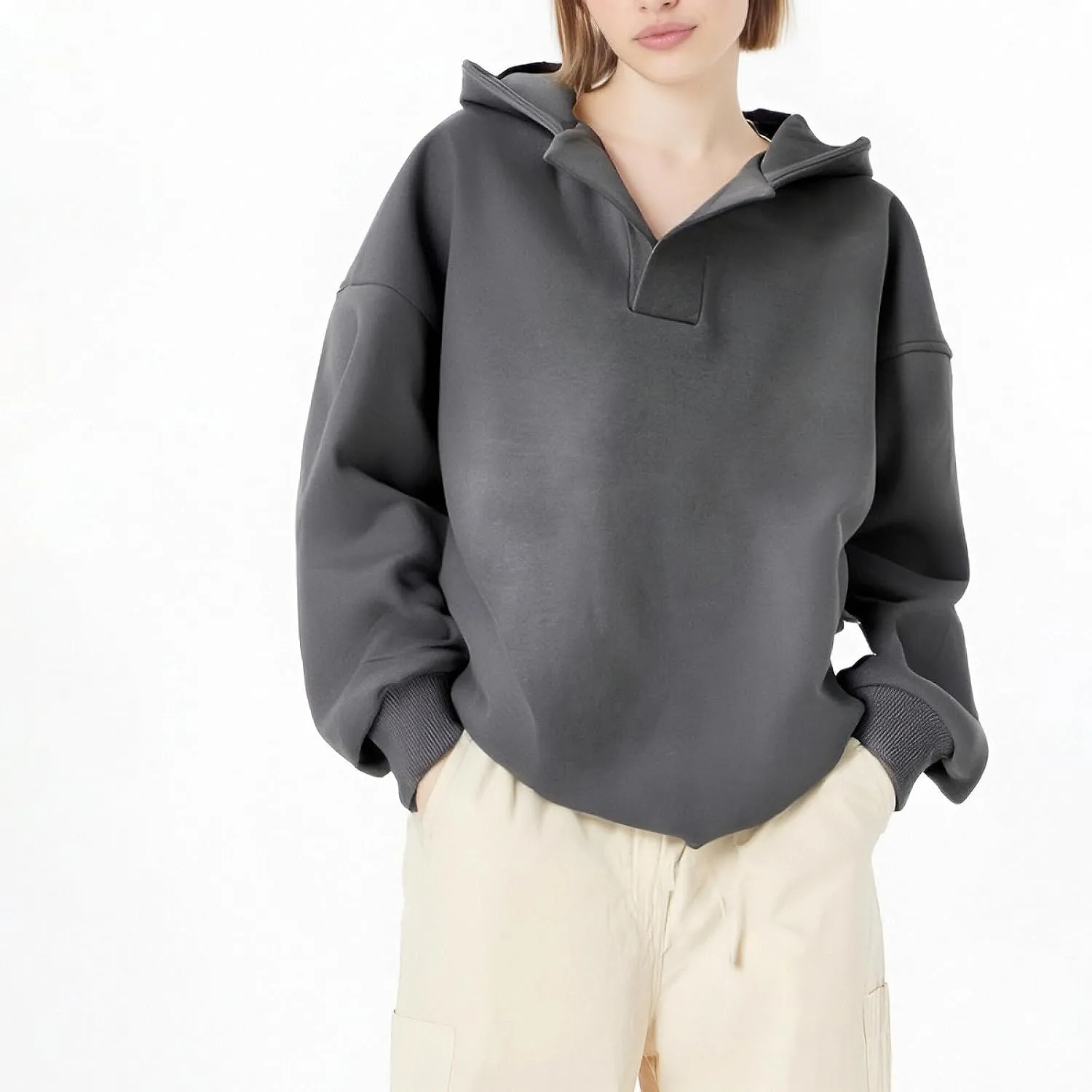 Gladtbser Women's Loose Casual Hoodies Sport Pullover Oversized Cozy Hooded Sweatshirt Fall Winter Outfits Long Sleeve Tops