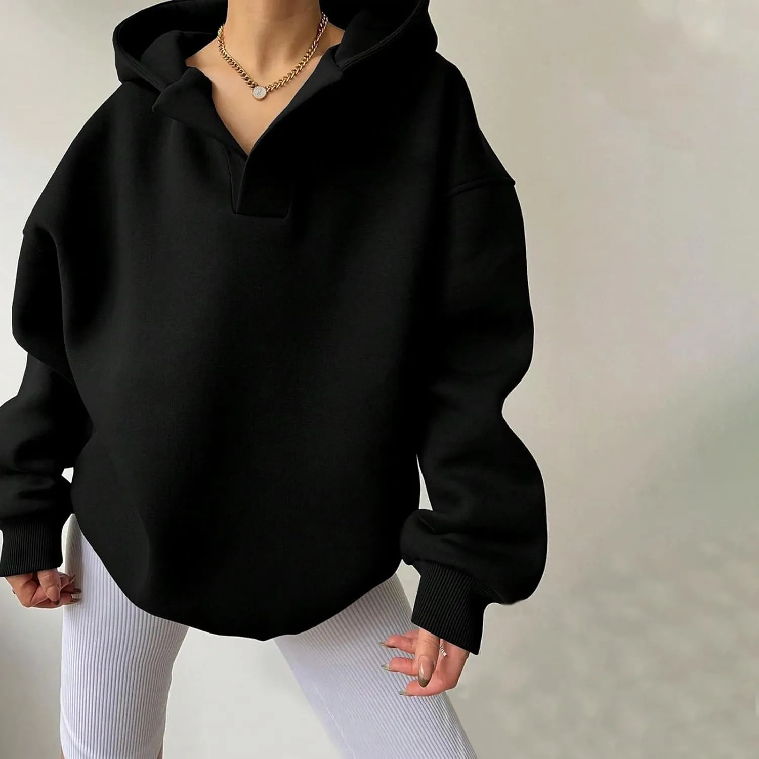 Gladtbser Women's Loose Casual Hoodies Sport Pullover Oversized Cozy Hooded Sweatshirt Fall Winter Outfits Long Sleeve Tops