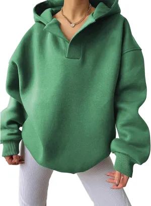 Gladtbser Women's Loose Casual Hoodies Sport Pullover Oversized Cozy Hooded Sweatshirt Fall Winter Outfits Long Sleeve Tops