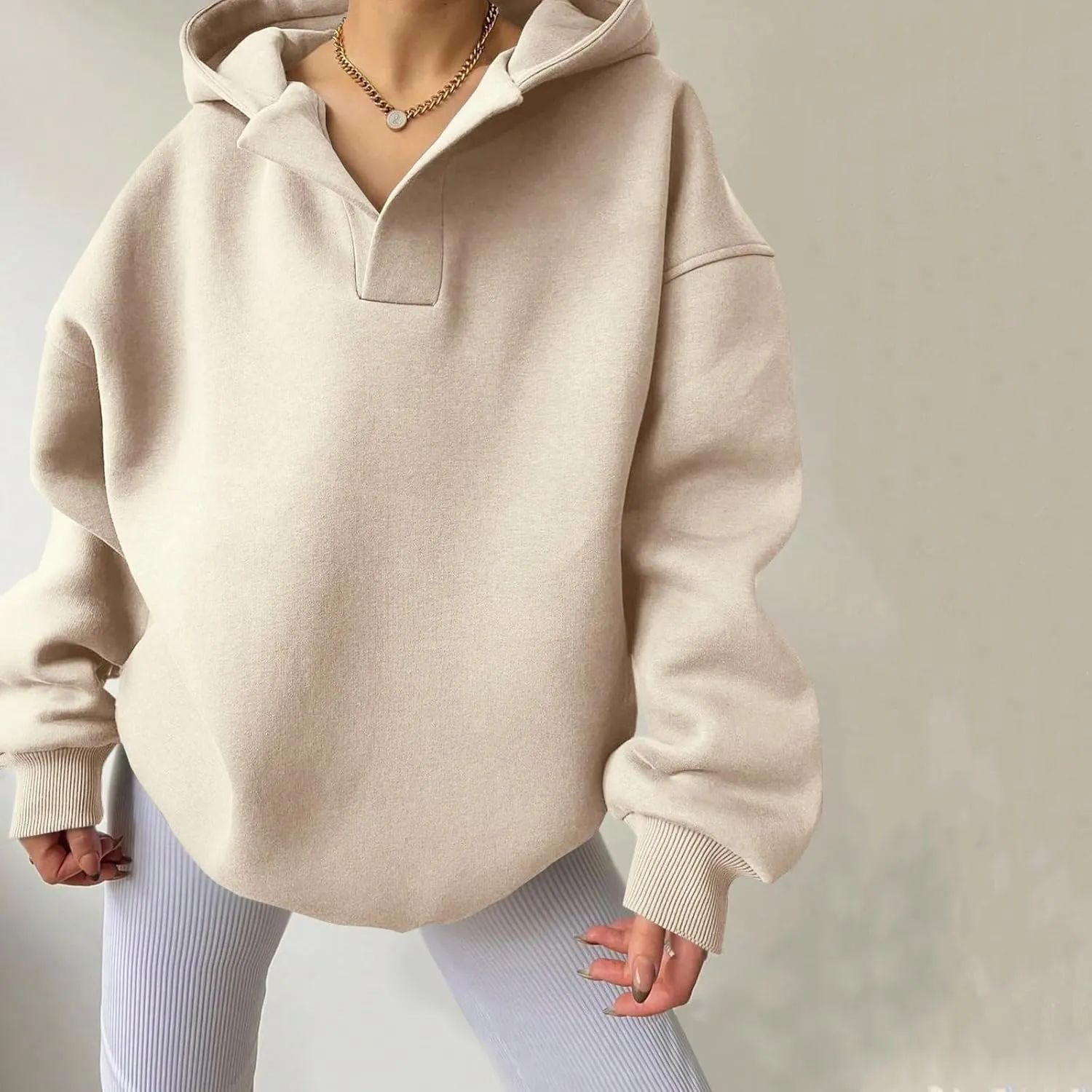 Gladtbser Women's Loose Casual Hoodies Sport Pullover Oversized Cozy Hooded Sweatshirt Fall Winter Outfits Long Sleeve Tops
