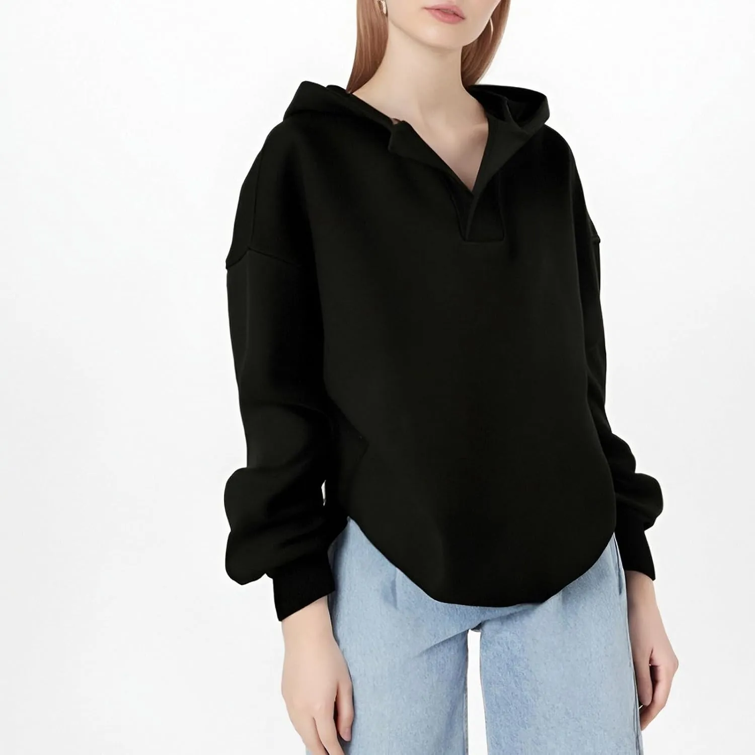 Gladtbser Women's Loose Casual Hoodies Sport Pullover Oversized Cozy Hooded Sweatshirt Fall Winter Outfits Long Sleeve Tops
