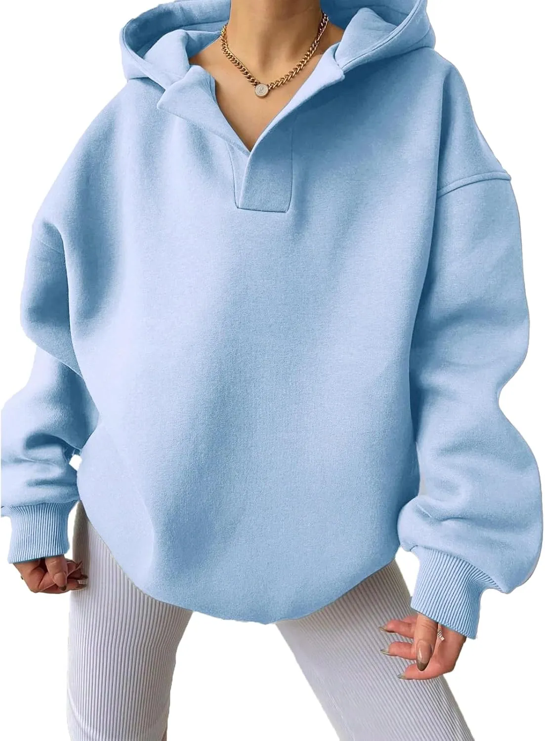 Gladtbser Women's Loose Casual Hoodies Sport Pullover Oversized Cozy Hooded Sweatshirt Fall Winter Outfits Long Sleeve Tops