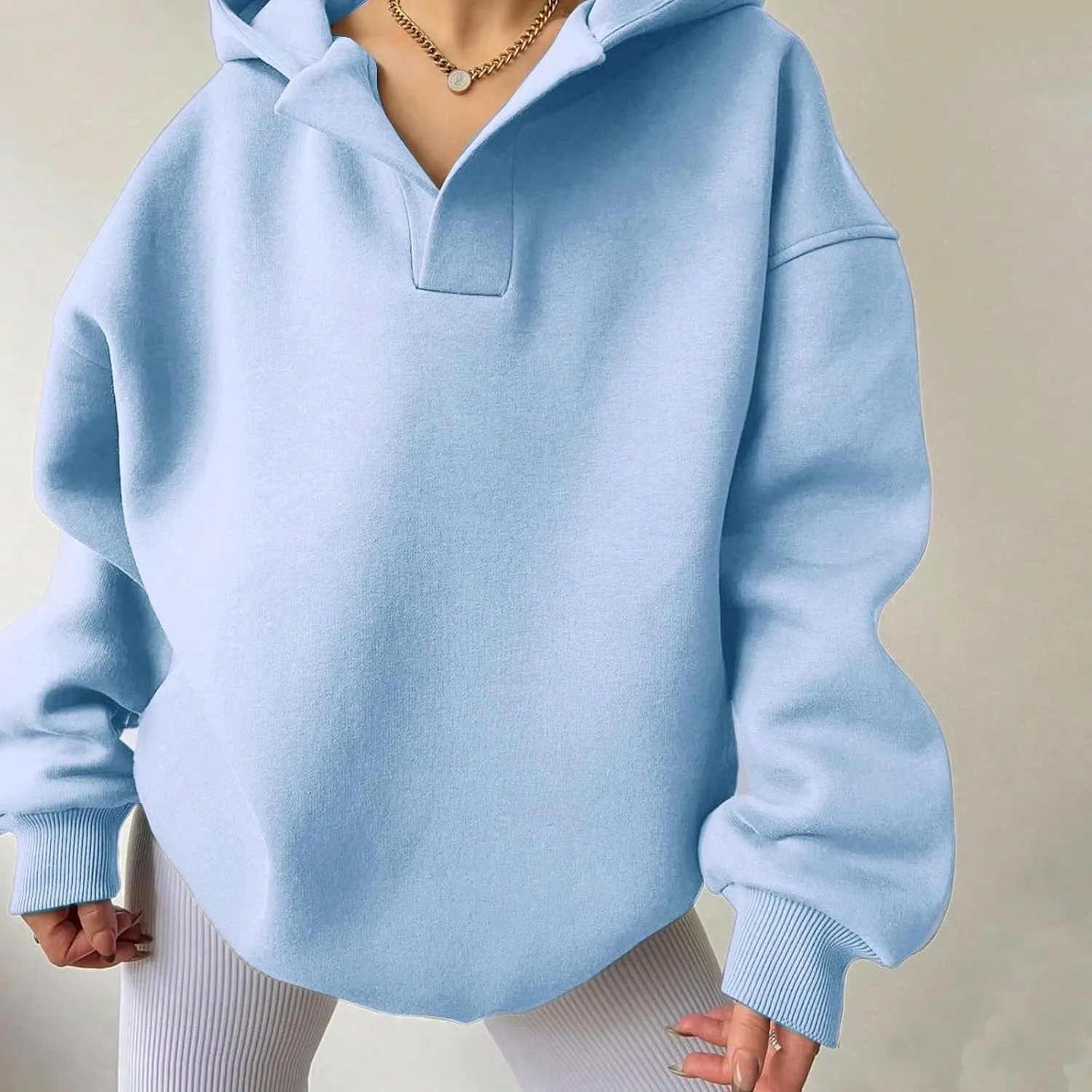Gladtbser Women's Loose Casual Hoodies Sport Pullover Oversized Cozy Hooded Sweatshirt Fall Winter Outfits Long Sleeve Tops