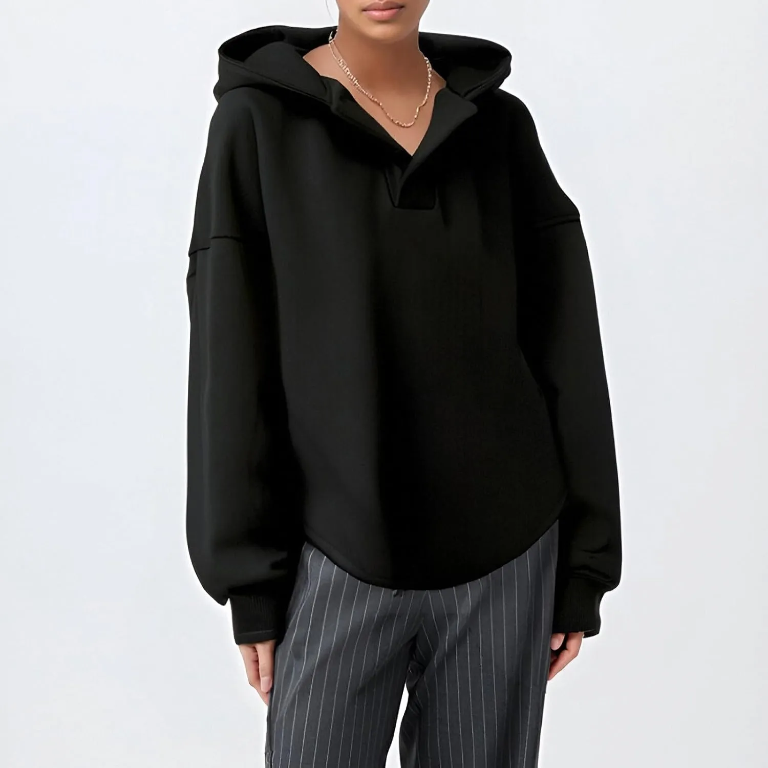 Gladtbser Women's Loose Casual Hoodies Sport Pullover Oversized Cozy Hooded Sweatshirt Fall Winter Outfits Long Sleeve Tops