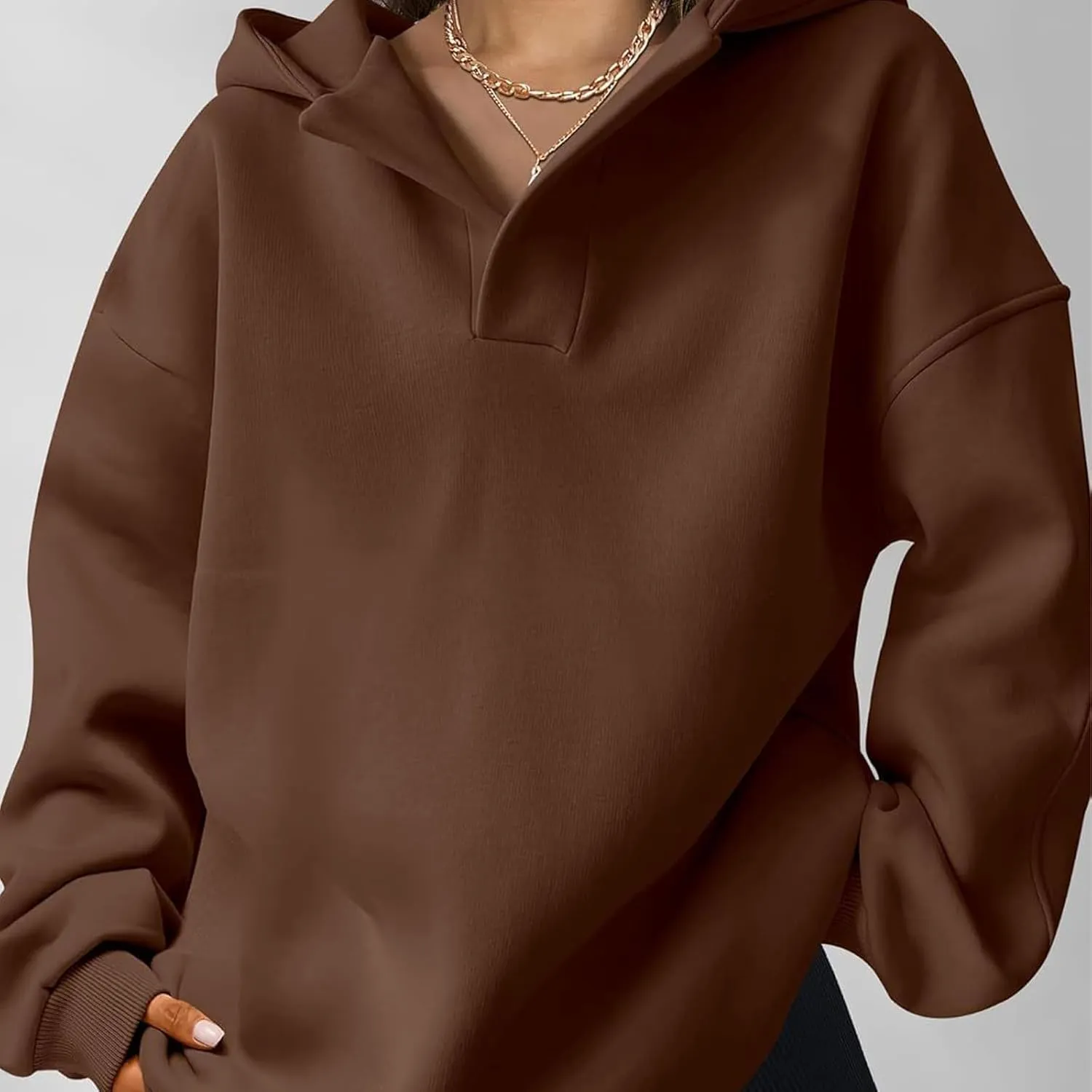 Gladtbser Women's Loose Casual Hoodies Sport Pullover Oversized Cozy Hooded Sweatshirt Fall Winter Outfits Long Sleeve Tops