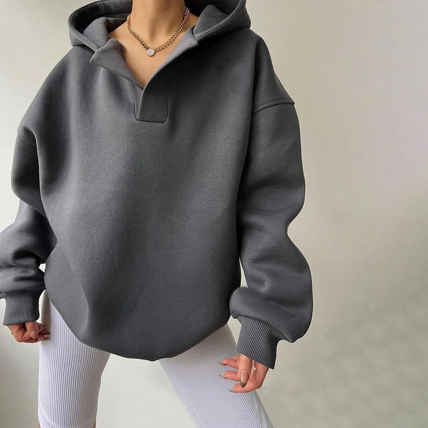 Gladtbser Women's Loose Casual Hoodies Sport Pullover Oversized Cozy Hooded Sweatshirt Fall Winter Outfits Long Sleeve Tops