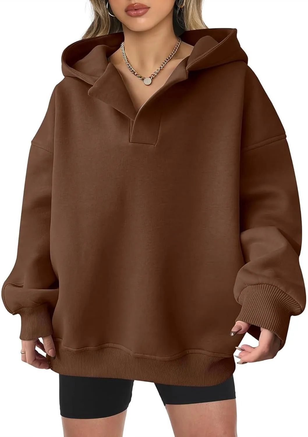 Gladtbser Women's Loose Casual Hoodies Sport Pullover Oversized Cozy Hooded Sweatshirt Fall Winter Outfits Long Sleeve Tops