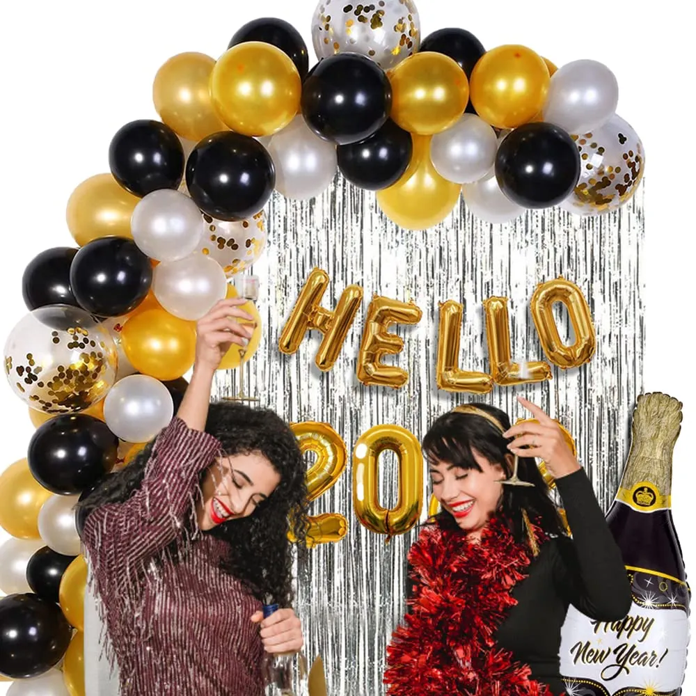 Golden Happy New Year 2024 Foil Balloon Kit - Pack of 57 Pcs - DIY Decoration Party Kit Party Supplies Make The Event Unforgettable and Absolutely Memorable