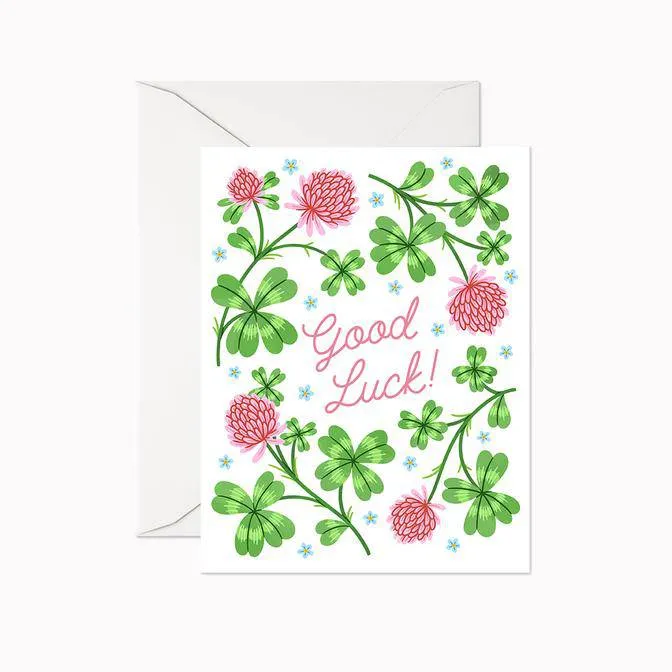 Good Luck Four Leaf Clovers | Greeting Card*