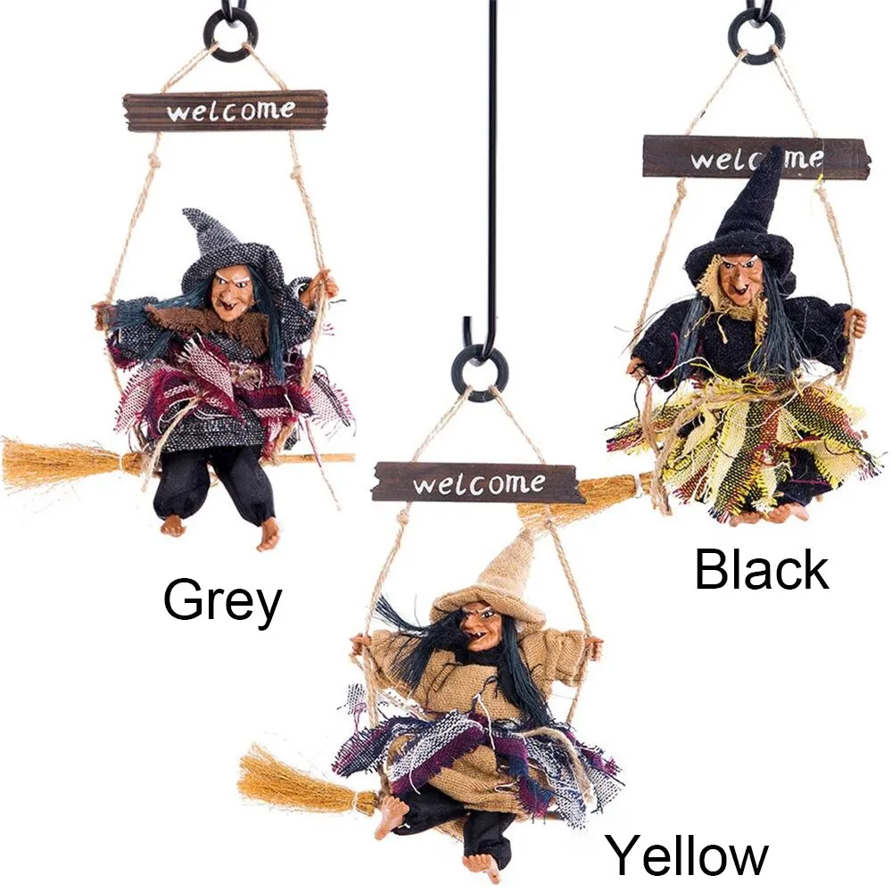 Halloween Hanging Doll Decoration Ghost Witch Horror Scary Hanging Ghost Flying Witch Pendant Festival Bar Home Decoration
