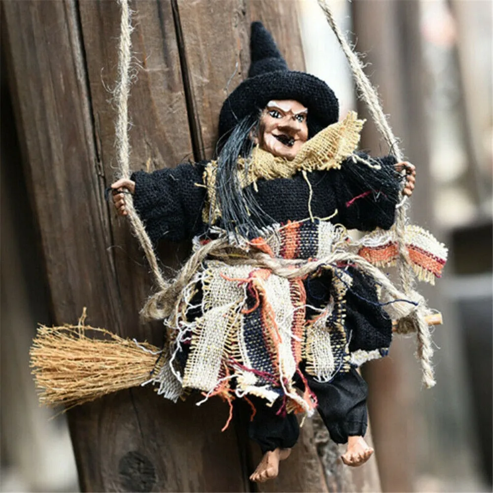 Halloween Hanging Doll Decoration Ghost Witch Horror Scary Hanging Ghost Flying Witch Pendant Festival Bar Home Decoration