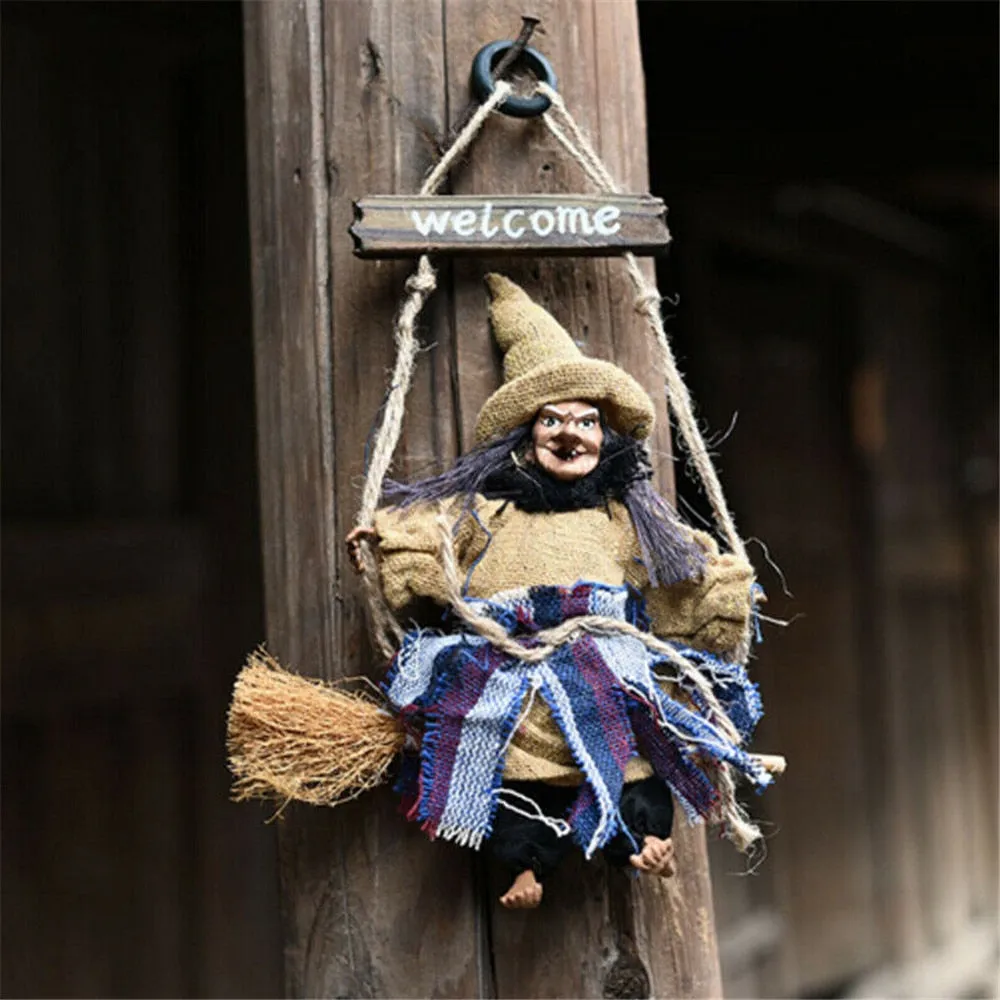 Halloween Hanging Doll Decoration Ghost Witch Horror Scary Hanging Ghost Flying Witch Pendant Festival Bar Home Decoration