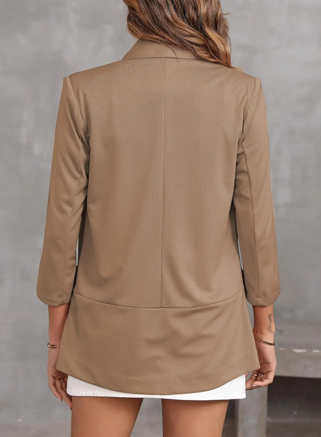 Happy Sailed Womens 3/4 Sleeve Blazers Lightweight Open Front Cardigan Jacket Office Work Suits