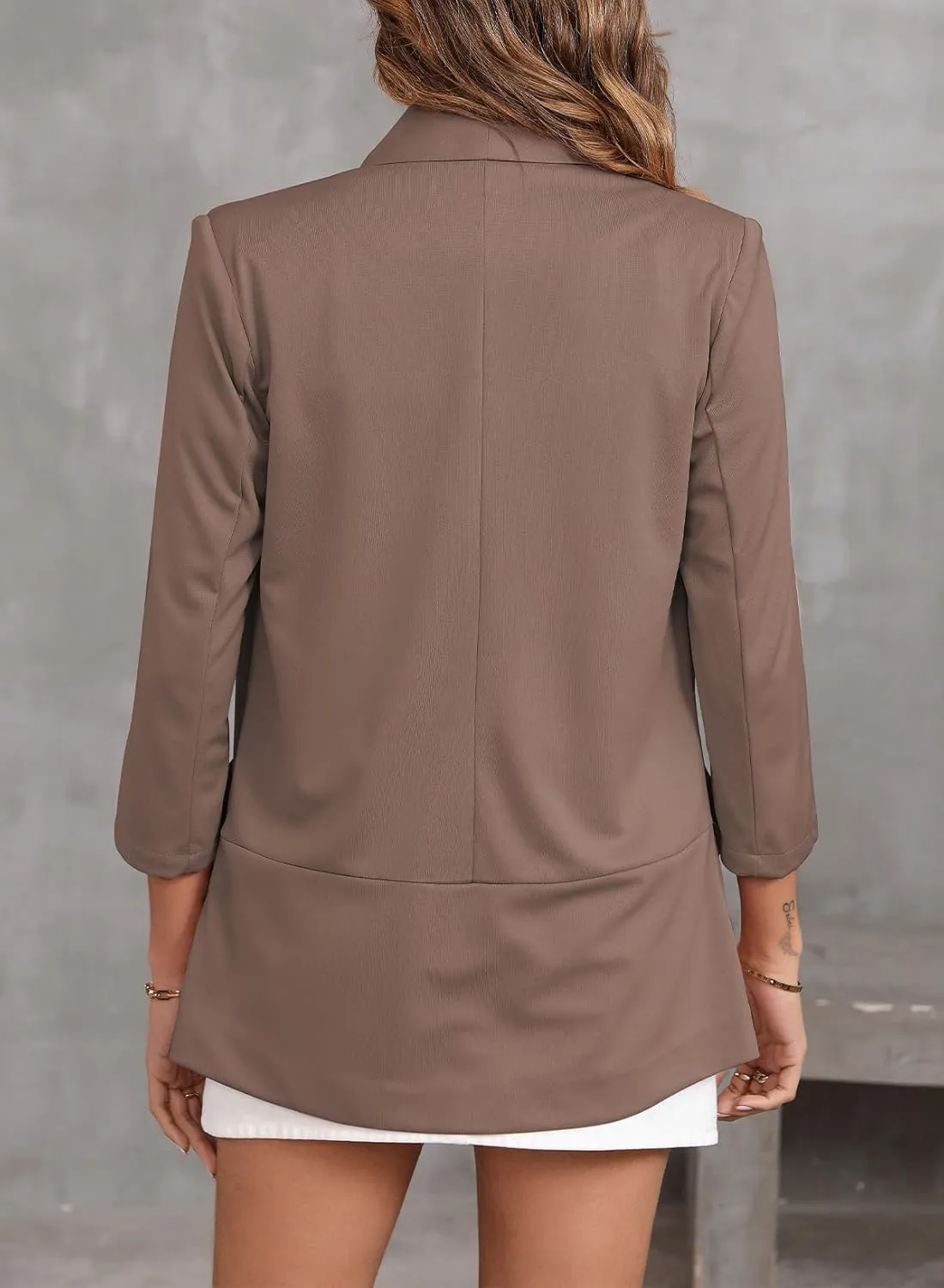 Happy Sailed Womens 3/4 Sleeve Blazers Lightweight Open Front Cardigan Jacket Office Work Suits