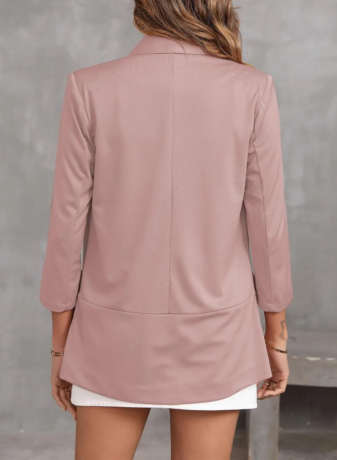Happy Sailed Womens 3/4 Sleeve Blazers Lightweight Open Front Cardigan Jacket Office Work Suits