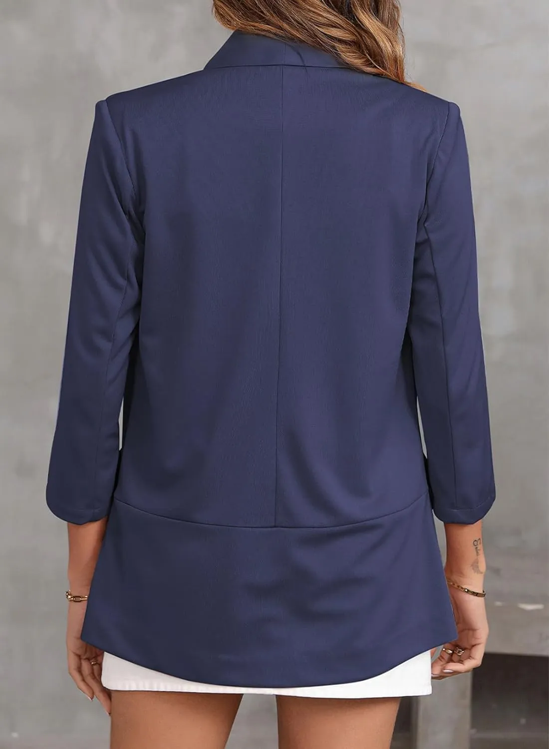 Happy Sailed Womens 3/4 Sleeve Blazers Lightweight Open Front Cardigan Jacket Office Work Suits