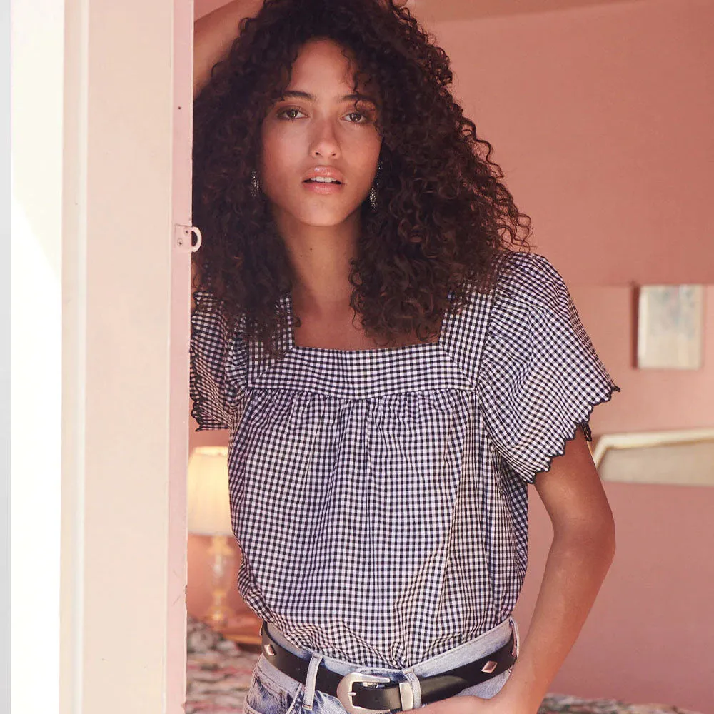Harley Top Black Mini Gingham