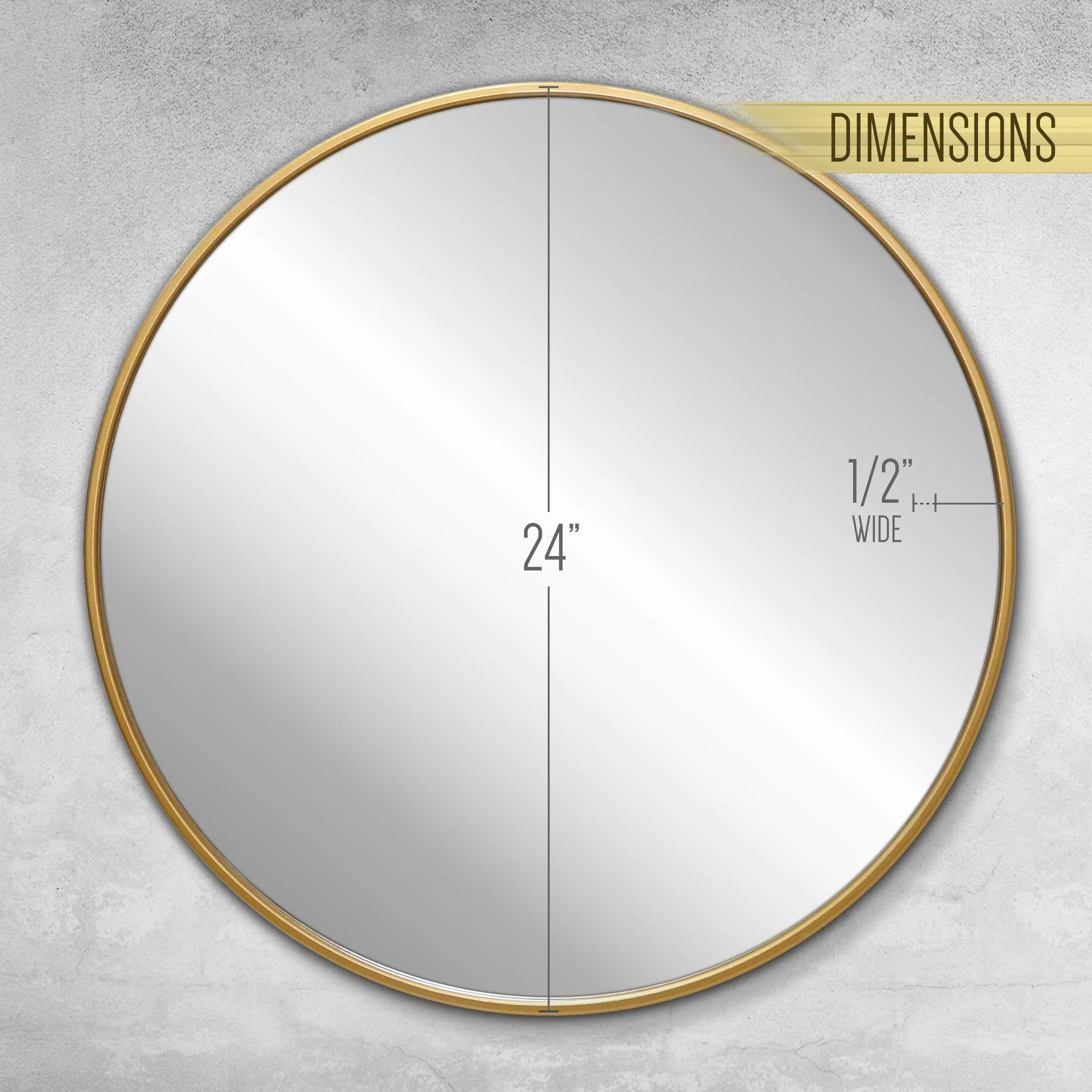 HBCY Creations Circle Wall Mirror Inch Round Wall Mirror for Entryways, Washrooms, Living Rooms and More (Gold, 24", framed)