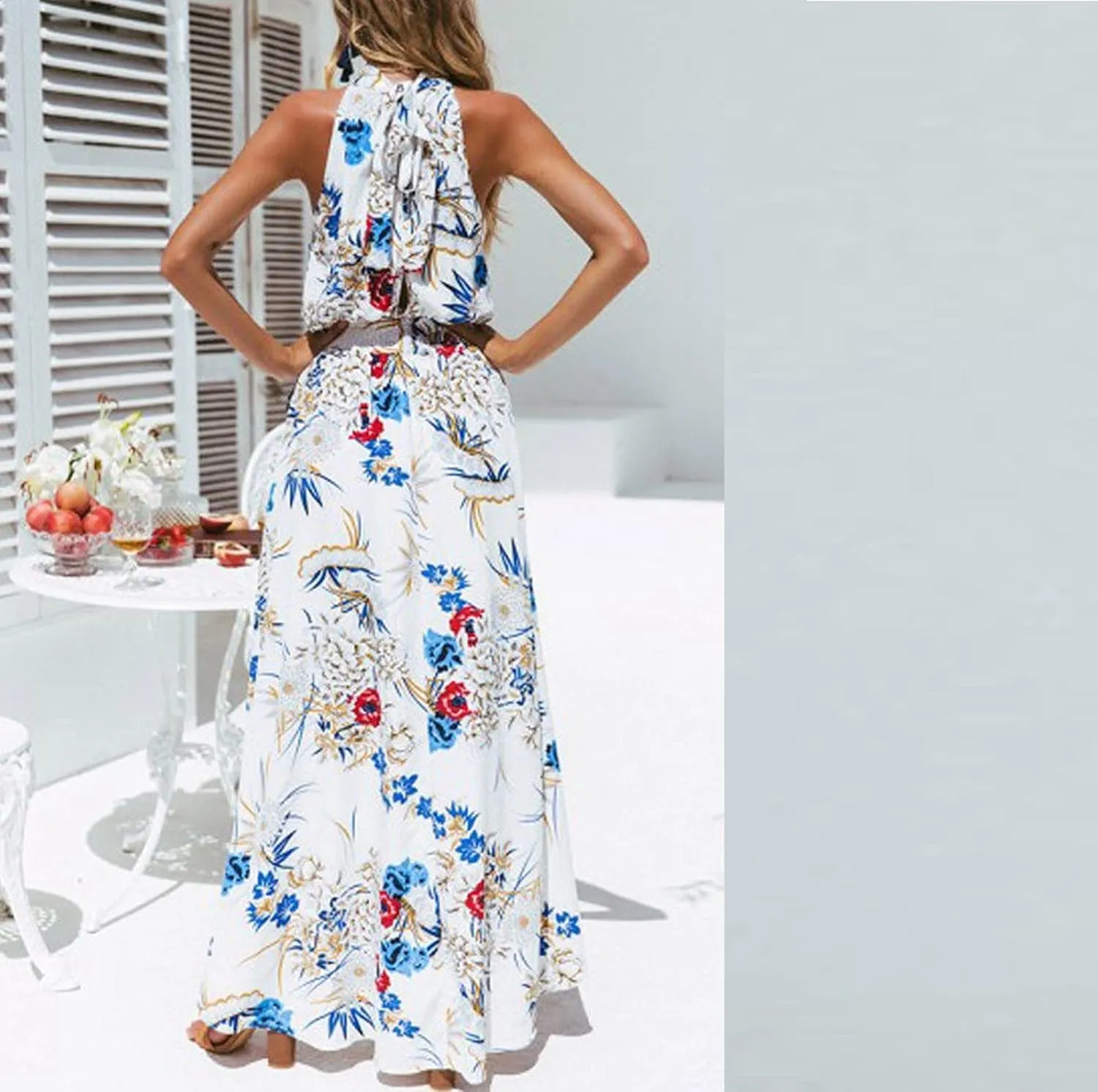 HHmei Women Floral Print Bodycon Derss Elegant Sleeveless Ruffle Mini Dress Party Dress