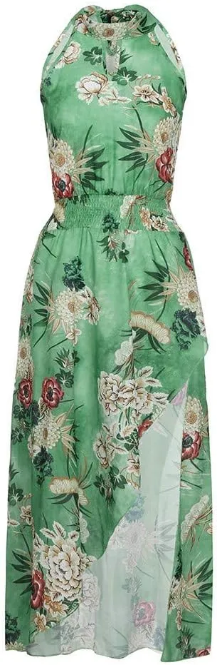 HHmei Women Floral Print Bodycon Derss Elegant Sleeveless Ruffle Mini Dress Party Dress