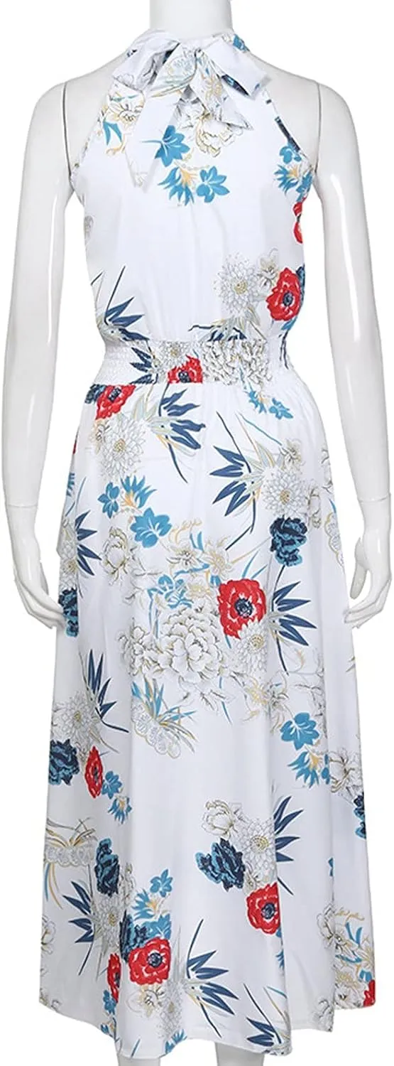 HHmei Women Floral Print Bodycon Derss Elegant Sleeveless Ruffle Mini Dress Party Dress