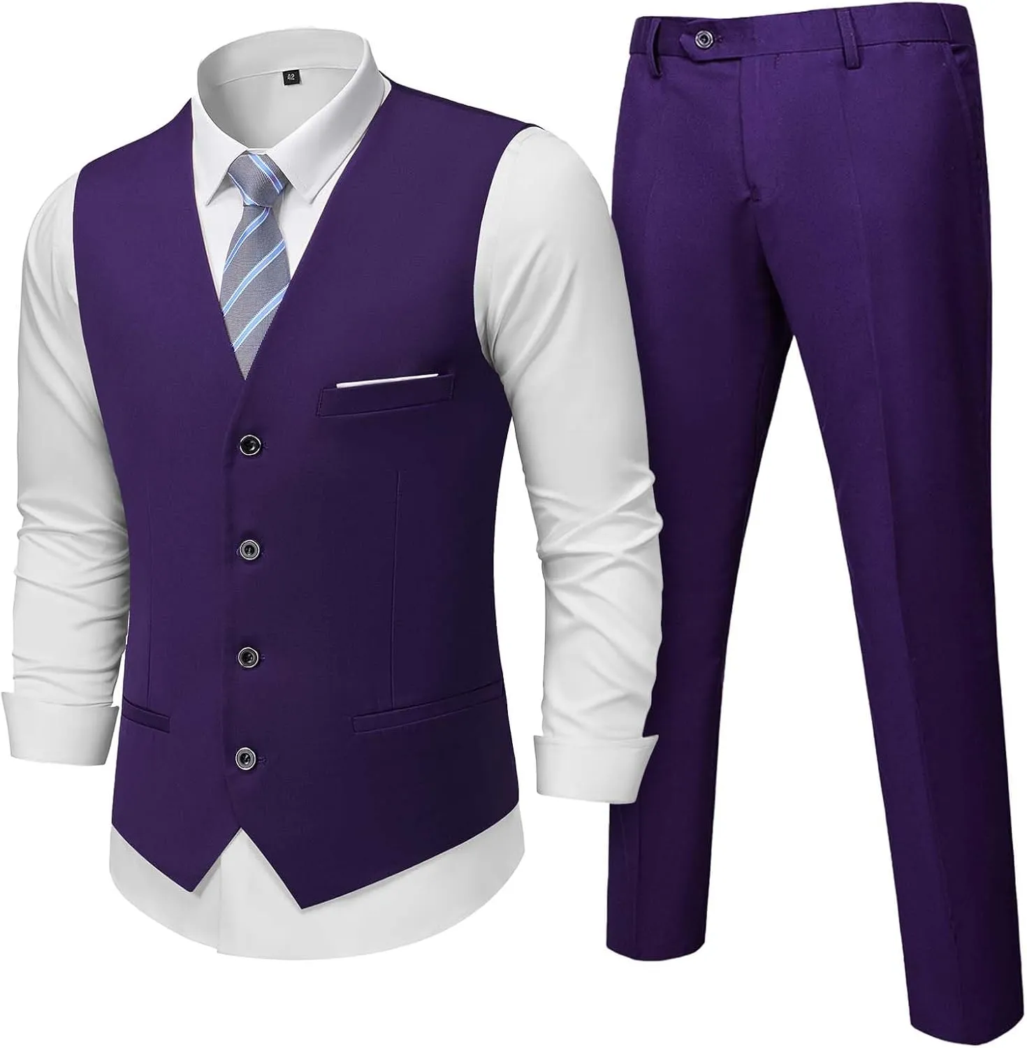 Hihawk Men's 2-Piece Suit, Vest Pants Set for Men, Fashion Waistcoat with Tie for Wedding, Prom, Homecoming, Business