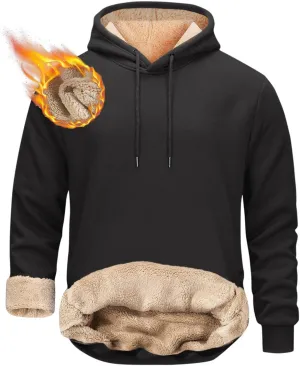 Hoodies for Men 2024 Heavyweight Fleece Sherpa Lined Hooded Sweatshirt Casual Thick Pullover Tops Winter Outfits