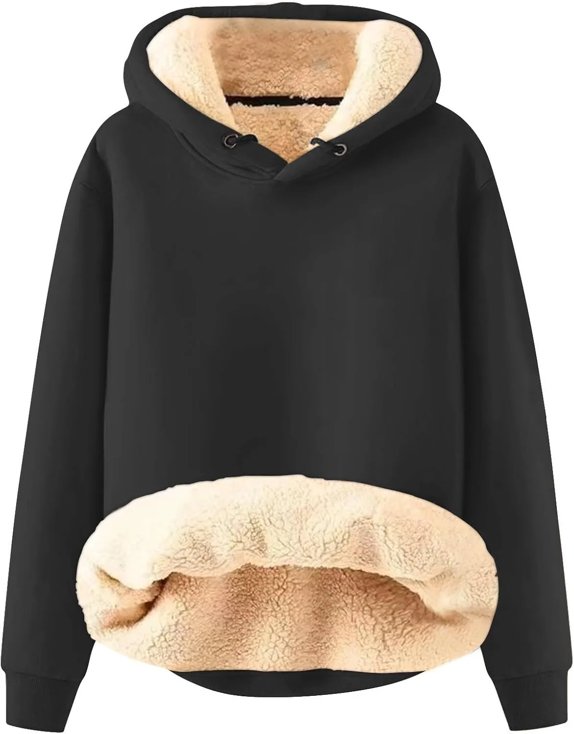 Hoodies for Men 2024 Heavyweight Fleece Sherpa Lined Hooded Sweatshirt Casual Thick Pullover Tops Winter Outfits