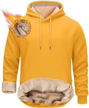 Hoodies for Men 2024 Heavyweight Fleece Sherpa Lined Hooded Sweatshirt Casual Thick Pullover Tops Winter Outfits