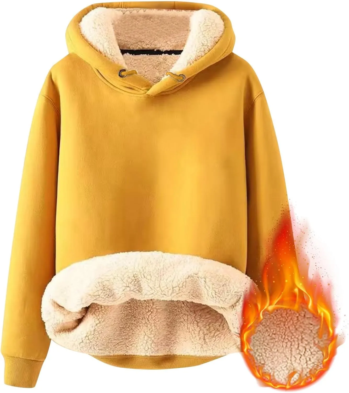 Hoodies for Men 2024 Heavyweight Fleece Sherpa Lined Hooded Sweatshirt Casual Thick Pullover Tops Winter Outfits