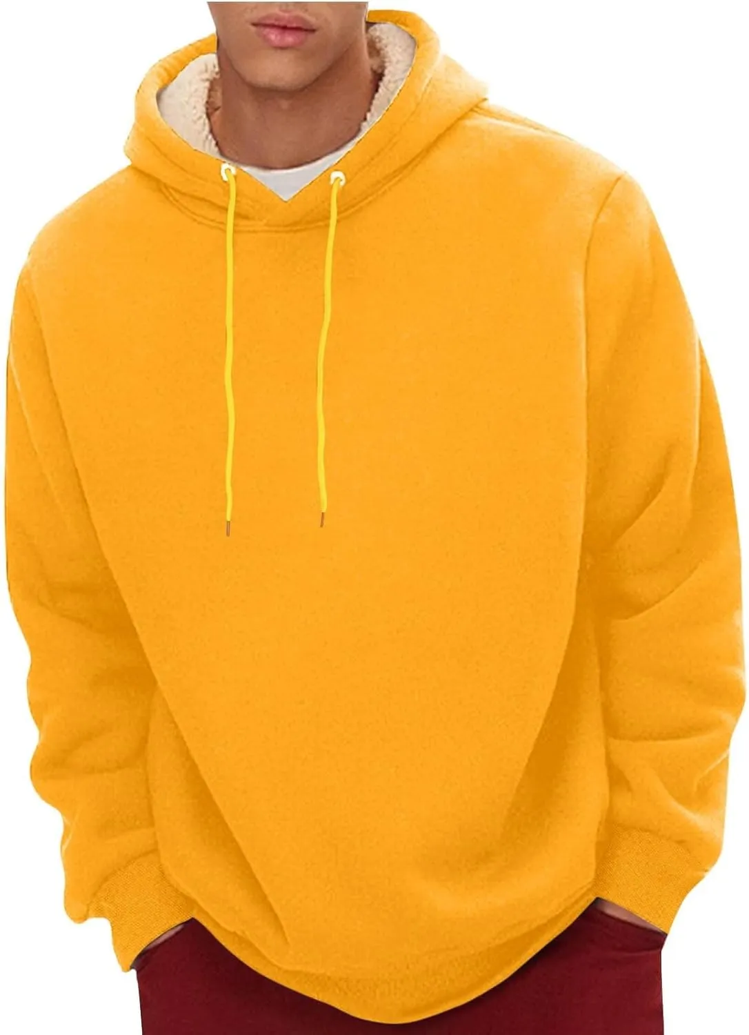 Hoodies for Men 2024 Heavyweight Fleece Sherpa Lined Hooded Sweatshirt Casual Thick Pullover Tops Winter Outfits
