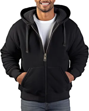 Hoodies for Men Heavyweight Sherpa Fleece Lined Sweatshirt Full Zip Up Thick Winter Coats Hooded Warm Jacket