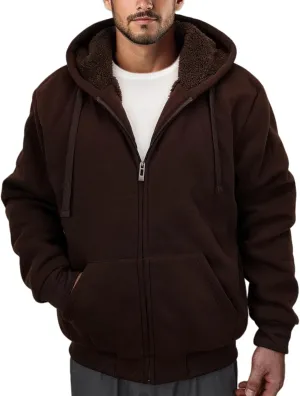 Hoodies for Men Heavyweight Sherpa Fleece Lined Sweatshirt Full Zip Up Thick Winter Coats Hooded Warm Jacket